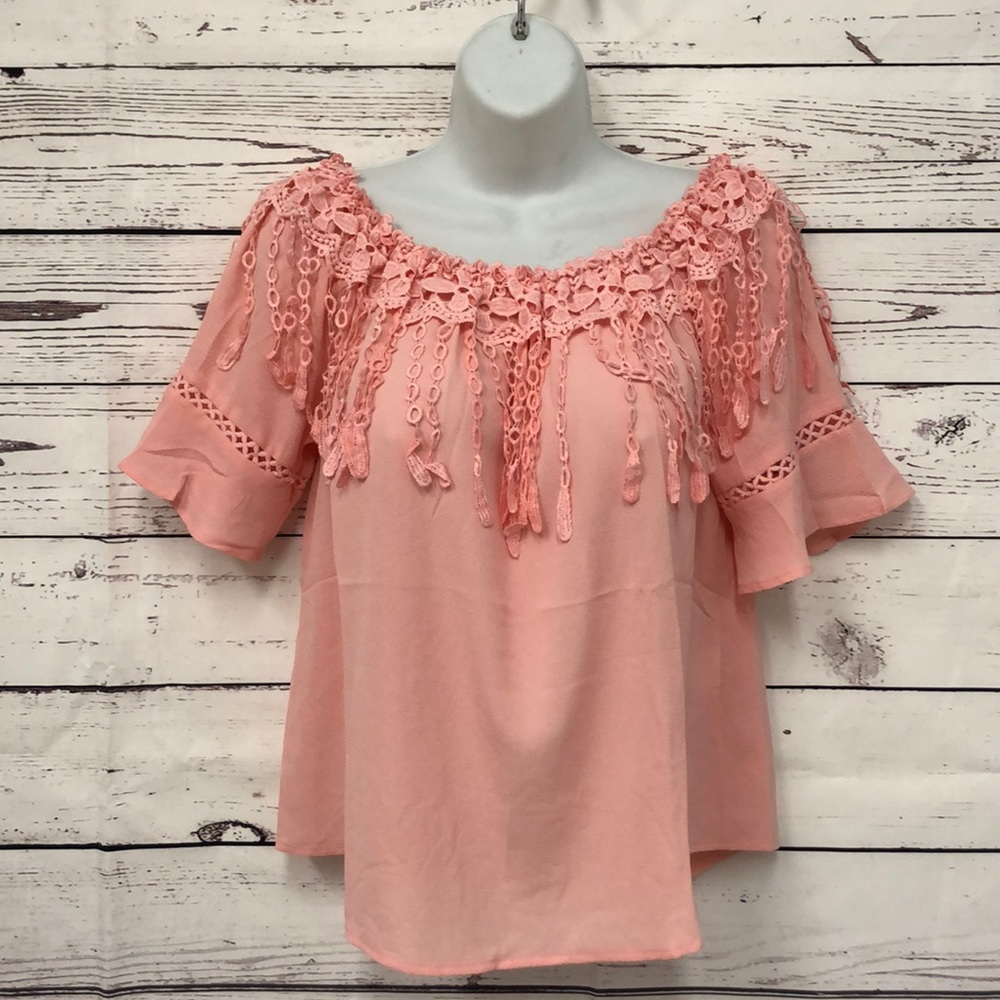 Lucky‎ too pink crochet trimmed over shoulder